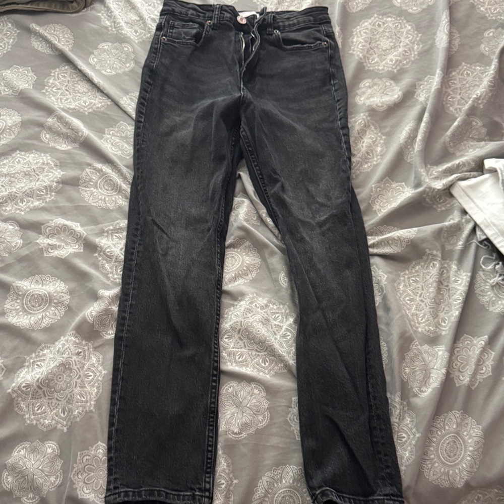 Zara Charcoal Mom-Fit Jeans